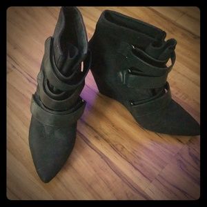 Aldo Black Wedge Ankle Boots